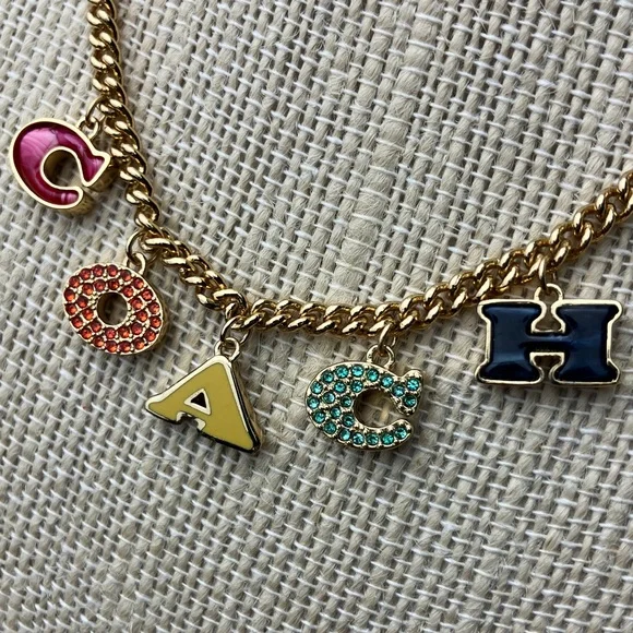 COACH Multicolor Letter Charm Necklace NWT - Picture 2 of 13